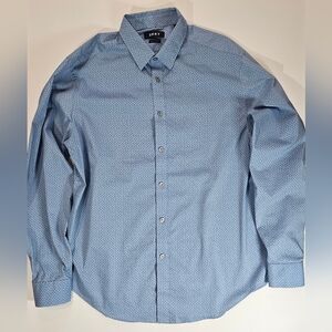 DKNY Button Down‎ Shirt Mens XL Blue Slim Fit Stretch Dress Shirt Office Preppy